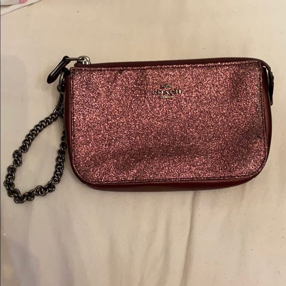 Sparkle Burgundy COACH wristlet mini purse/wallet